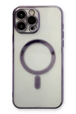 Newface iPhone 13 Pro Kılıf Magneticsafe Lazer Silikon - Mor - Görsel 2