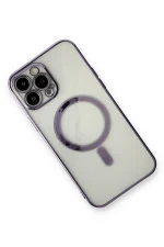 Newface iPhone 13 Pro Kılıf Magneticsafe Lazer Silikon - Mor - Görsel 3