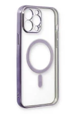 Newface iPhone 13 Pro Kılıf Magneticsafe Lazer Silikon - Mor - Görsel 4