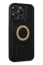 Newface iPhone 13 Pro Max Kılıf Merkür Magneticsafe Standlı Kapak - Siyah - Görsel 2