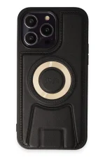 Newface iPhone 13 Pro Max Kılıf Merkür Magneticsafe Standlı Kapak - Siyah