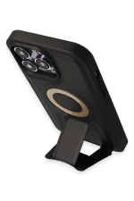 Newface iPhone 13 Pro Max Kılıf Merkür Magneticsafe Standlı Kapak - Siyah - Görsel 4