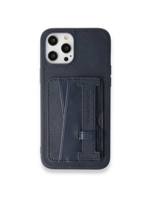 Newface iPhone 14 Pro Max Kılıf HD Deri Kartvizitli Kapak - Mavi