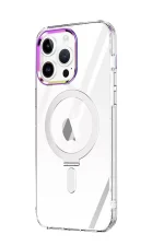 Newface iPhone 15 Pro Max Kılıf Mudo Magneticsafe Standlı Kapak - Şeffaf - Görsel 2