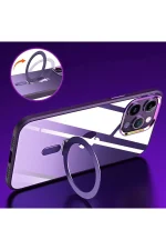 Newface iPhone 15 Pro Max Kılıf Mudo Magneticsafe Standlı Kapak - Şeffaf - Görsel 3