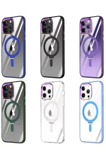 Newface iPhone 15 Pro Max Kılıf Mudo Magneticsafe Standlı Kapak - Şeffaf - Görsel 4