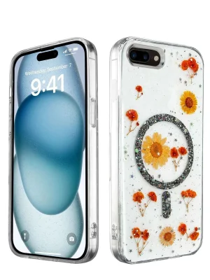 Newface iPhone 7 Kılıf Daisy Simli Magsafe Kapak - Siyah