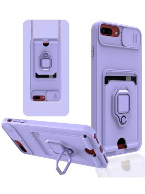 Newface iPhone 8 Plus Kılıf Zuma Kartvizitli Yüzüklü Silikon - Lila