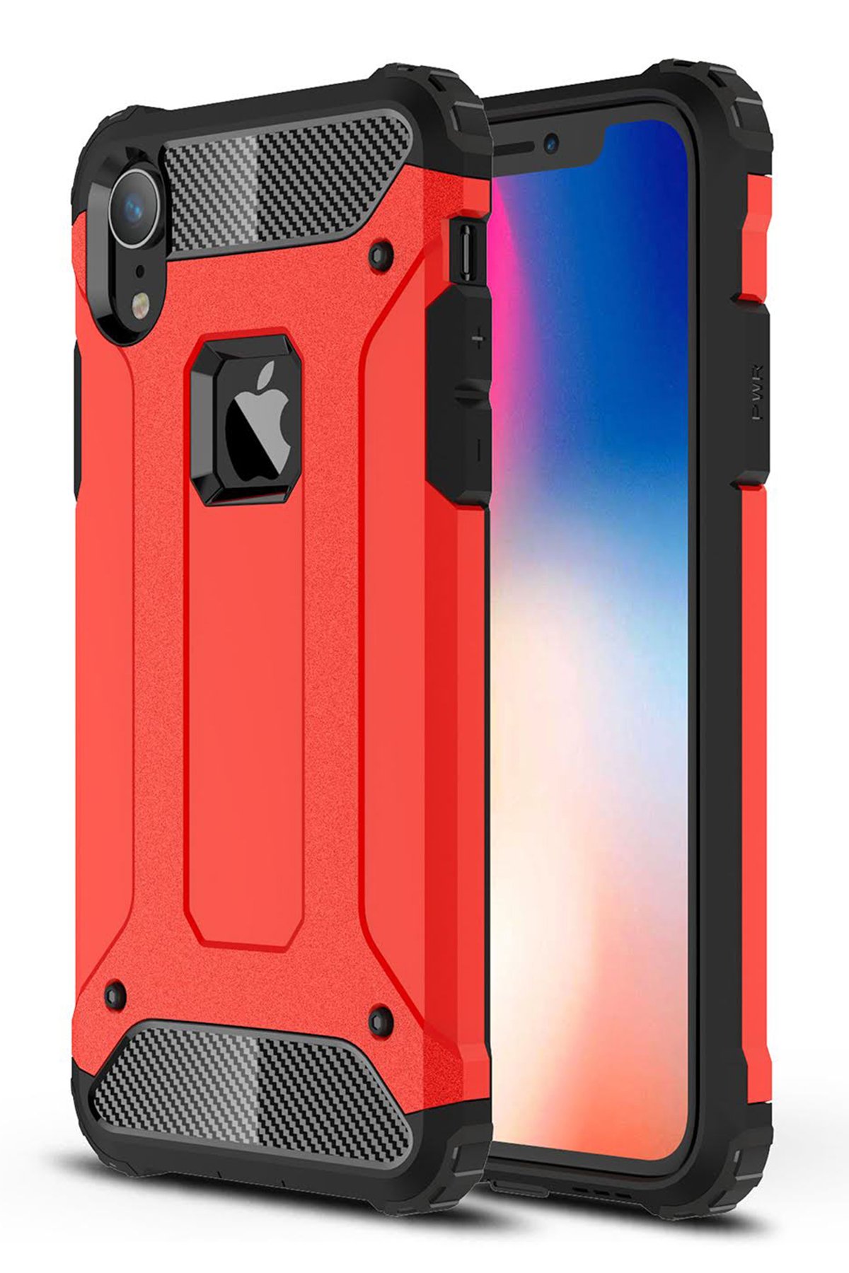newface-iphone-xr-kilif-tank-kirmizi-2.jpg Newface iPhone XR Kılıf Tank Silikon Kapak - Kırmızı - Görsel 1