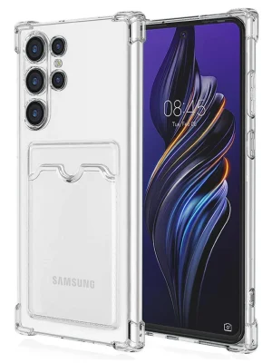 Newface Samsung Galaxy S24 Ultra Kılıf Kart Şeffaf Silikon - Şeffaf