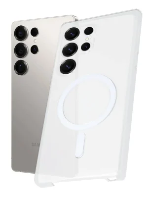 Newface Samsung Galaxy S24 Ultra Kılıf PC Zara Magsafe Şeffaf Kılıf - Şeffaf