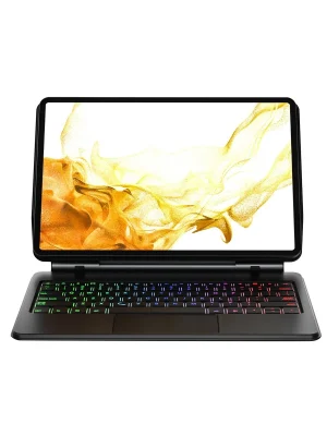 Newface Samsung Galaxy T870 Tab S7 11 Kılıf Eternal Ledli Klavyeli Tablet Kılıfı - Siyah