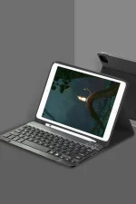 Newface Samsung Galaxy X200 Tab A8 10.5 Kılıf KC01 Smart Klavyeli Tablet Kılıfı - Siyah