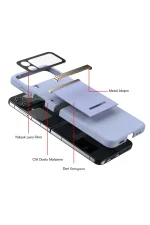 Newface Samsung Galaxy Z Flip 3 Kılıf Belt Flip Kapak - Siyah - Görsel 2