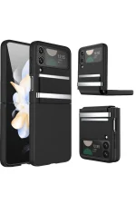 Newface Samsung Galaxy Z Flip 3 Kılıf Belt Flip Kapak - Siyah