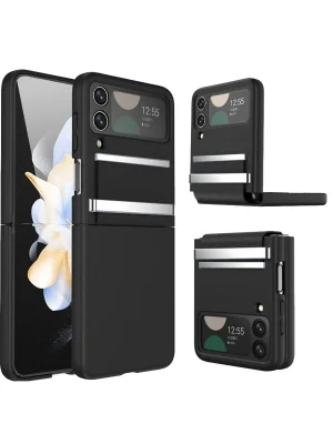 Newface Samsung Galaxy Z Flip 3 Kılıf Belt Flip Kapak - Siyah