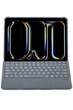Newface T5510D iPad Pro 13 (2024) Kılıf Palermo Ledli Klavyeli Standlı Tablet Kılıfı - Siyah