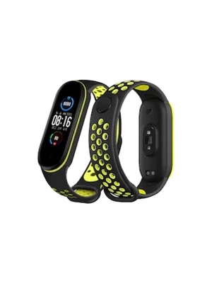 Newface Xiaomi Mi Band 7 Spor Delikli Kordon - Siyah-Yeşil