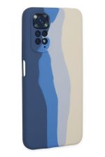 Newface Xiaomi Redmi Note 11 Kılıf Ebruli Lansman Silikon - Lacivert-Krem - Görsel 3