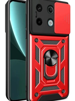 Newface Xiaomi Redmi Note 13 Pro 4G Pars Lens Yüzüklü Silikon - Kırmızı