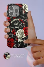 Onegif iPhone 14 Flower Series Magsafe Kapak - Siyah - Görsel 3