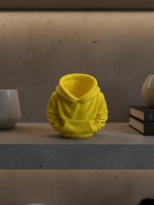 Sarı Hoodie Kalemlik 10x10 cm Masa Üstü Düzenleyici
