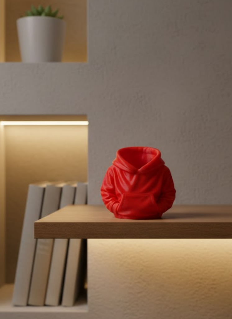 1-170.png Kırmızı Hoodie Kalemlik 10x10 cm Masa Üstü Düzenleyici - Görsel 1