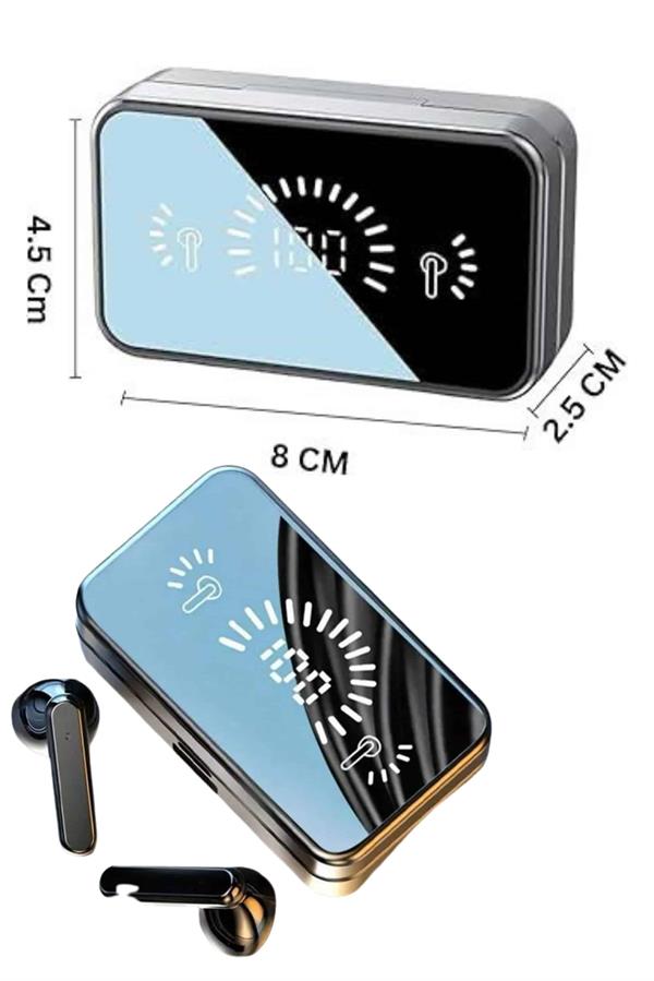 Compressed by jpeg-recompress Yeni Nesil Kablosuz Kulaklık Aynalı Powerbank Özellikli Bluetooth Bağlantılı Dijital Göstergeli - Görsel 3