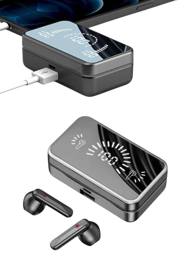 Compressed by jpeg-recompress Powerbankli Bluetooth Kulaklık Yüksek Ses Aynalı Çift Dijital Gösterge Ekranı - Görsel 3