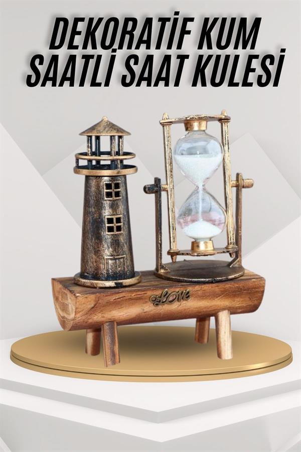 Compressed by jpeg-recompress Deniz Feneri Kum Saati Ahşap Görünümlü Vintage Tarz Biblo - Görsel 2