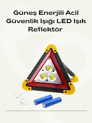 Solar Şarjlı Üçgen LED Park ve İkaz Lambası