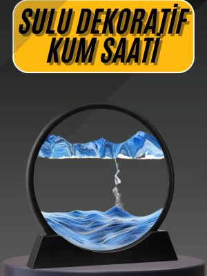 3D Led Işıklı Kum Saati Gece Lambası Hareketli Sulu Kum Saati Dekoratif
