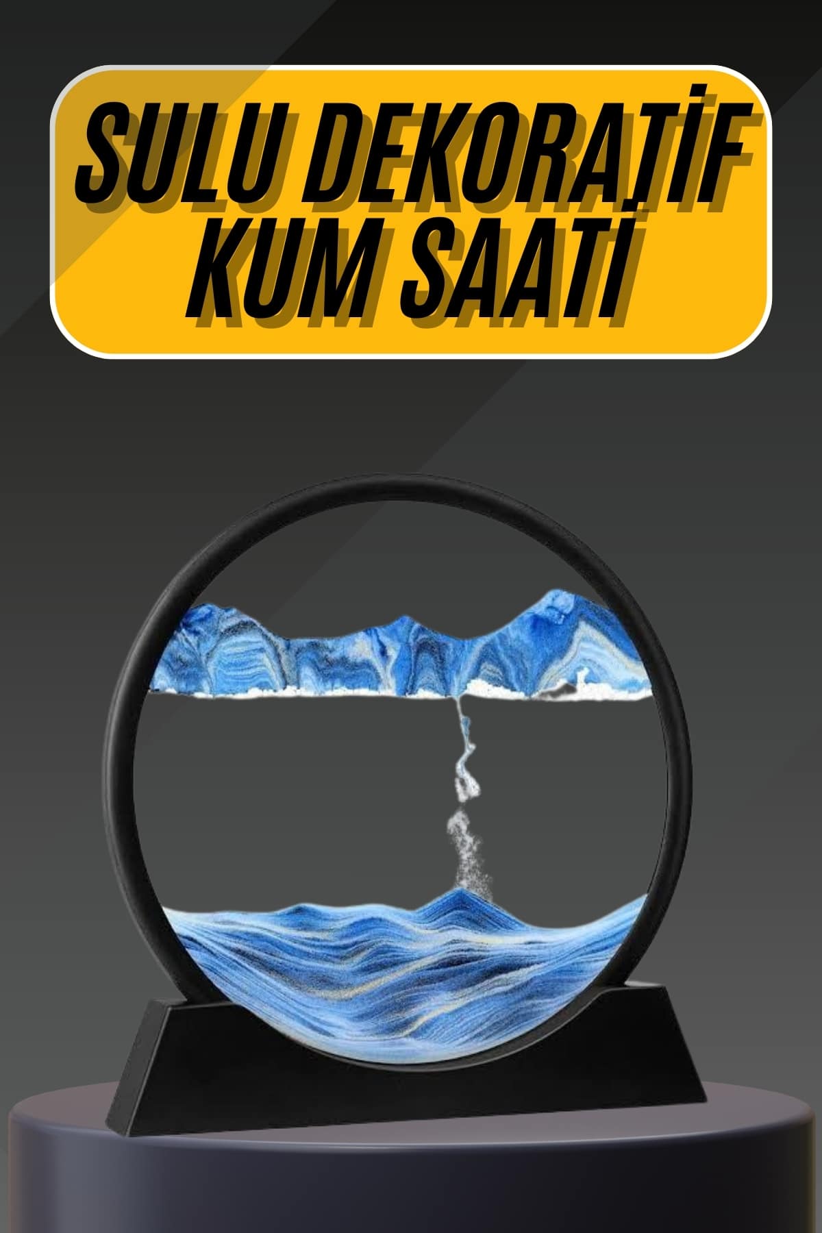 1214741_1-185.jpg 3D Led Işıklı Kum Saati Gece Lambası Hareketli Sulu Kum Saati Dekoratif - Görsel 1