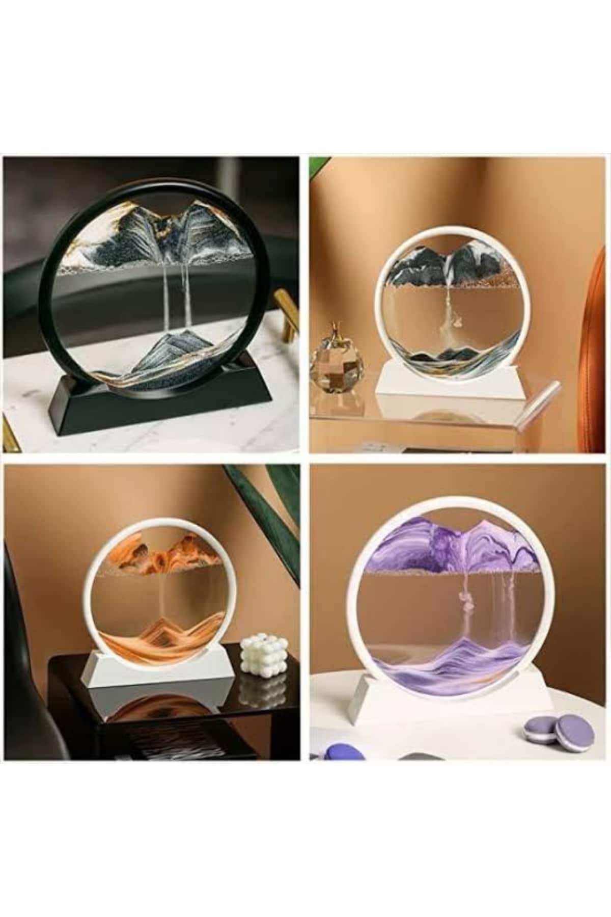 1214741_5-180.jpg 3D Led Işıklı Kum Saati Gece Lambası Hareketli Sulu Kum Saati Dekoratif - Görsel 5