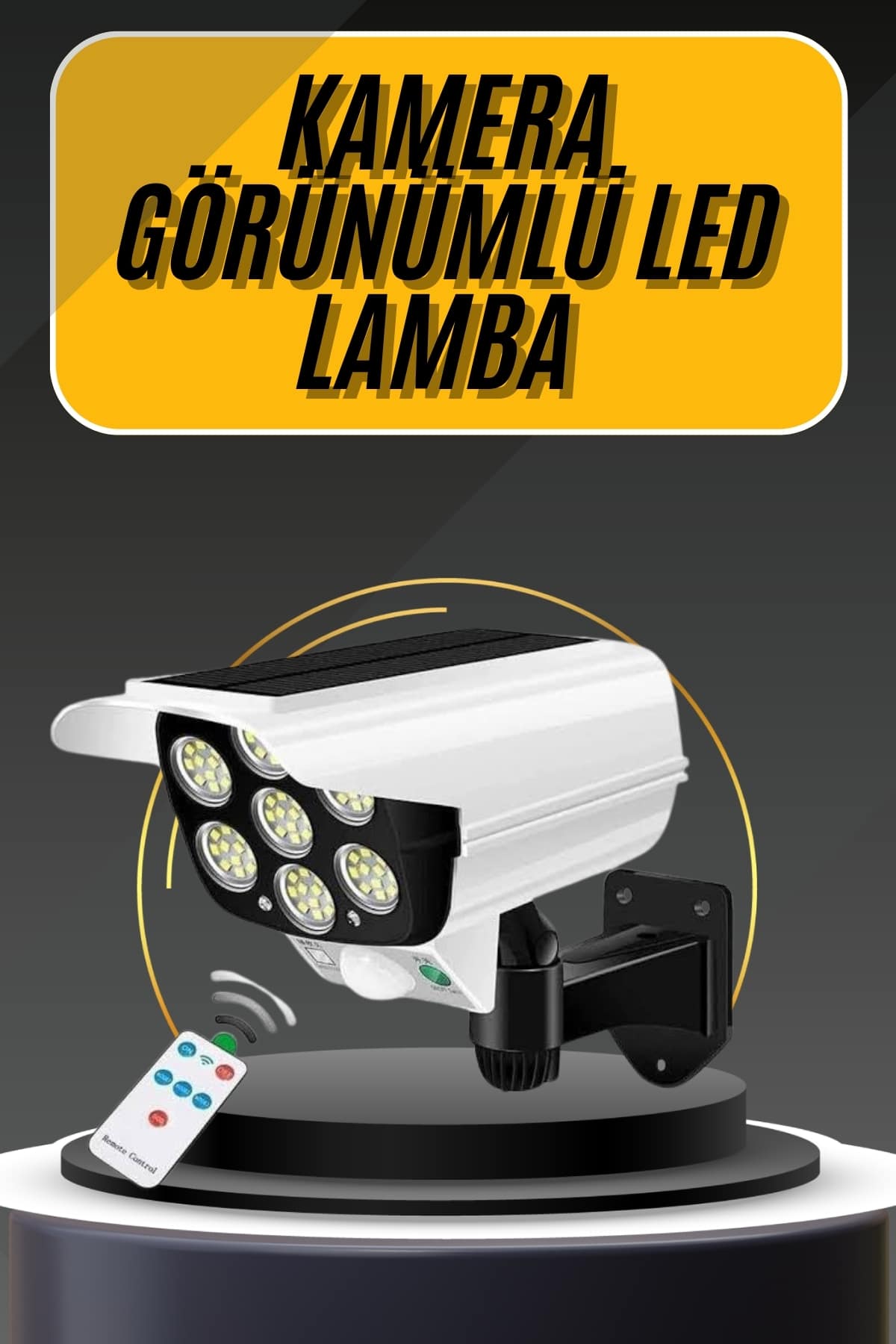 1214747_1-180.jpg LED Lamba-Güneş Paneli Destekli Uzaktan Kumandalı Solar LED Lamba - Görsel 1
