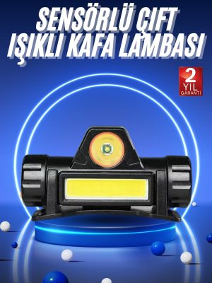 Ledli Şarjlı Kafa Lambası LED Şarjlı Su Geçirmez Kafa Feneri