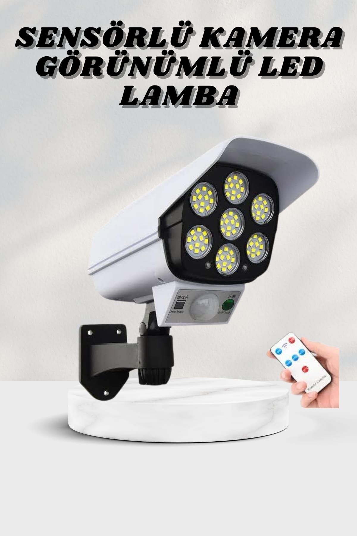 1215510_11-32.jpg Solar Lamba Kamera Görünümlü Duvar Lambası Dönebilen Bahçe Aydınlatması - Görsel 1