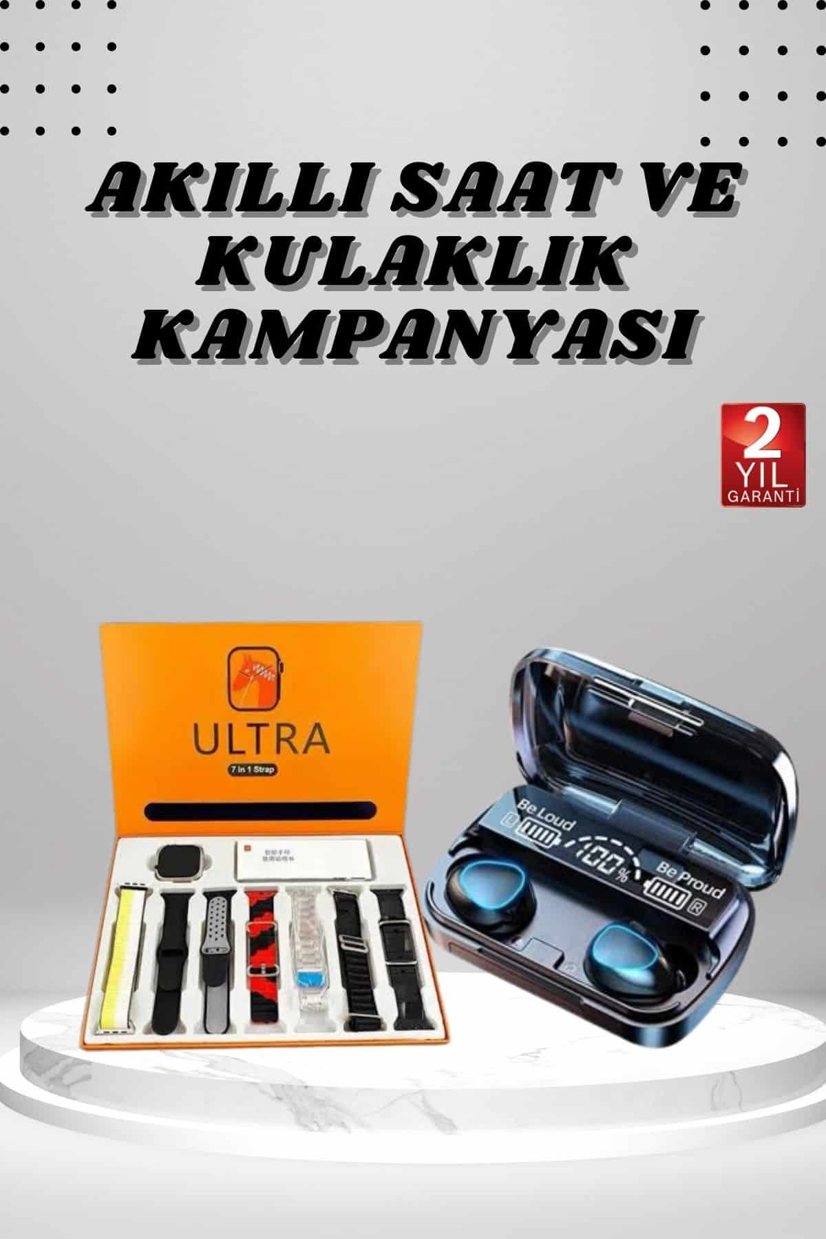 1215591_1-22.jpg Yeni Model Akıllı Saat ve Kulaklık Kampanyası Nabızz Ölçer Bluetooth Bağlantılı Uzun Pil Ömrü - Görsel 1