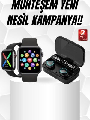 Kaliteli Akıllı Saat ve Kaliteli Bluetooth Kulaklık ANC Özelliği Uzun Pil Ömrü
