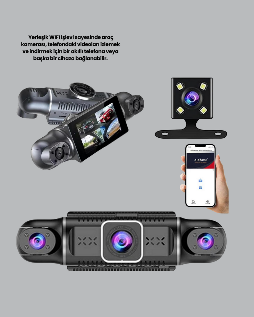 1243798_8-1.png 1080P 4 Kanallı Araç Kamerası GPS + WiFi + G Sensör Destekli - Görsel 3
