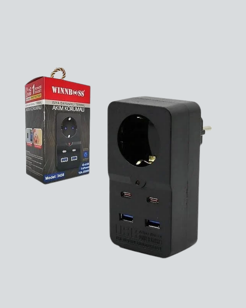 1244429_8-39.png Akıllı Akım Dengelemeli Priz 2500W 4 USB Type C Çıkışlı - Görsel 3