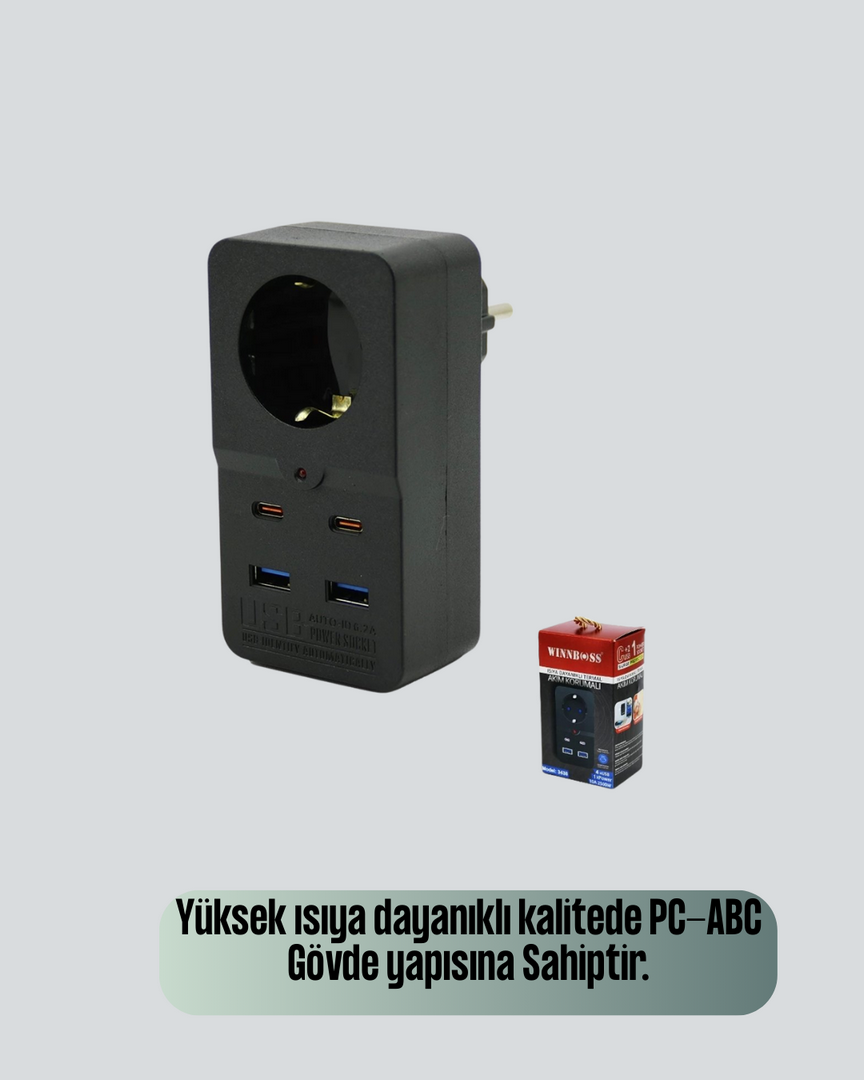 1244429_9-39.png Akıllı Akım Dengelemeli Priz 2500W 4 USB Type C Çıkışlı - Görsel 4