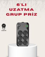 6’lı Grup Priz Termal Korumalı USB Type-C Çoklu Priz 2 Metre Kablo
