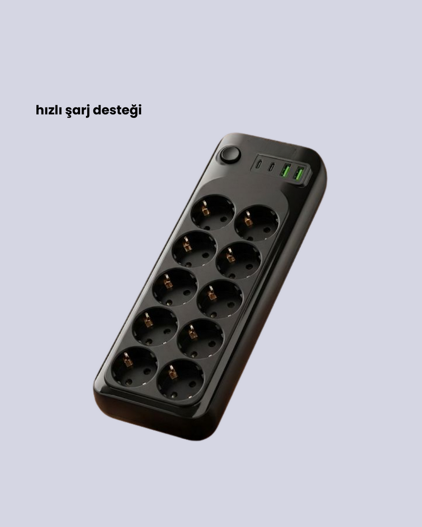 1244445_9-36.png Termal Koruma Sistemli USB Type-C 10’lu Grup Priz 2m 2500W Güç Kapasiteli - Görsel 4