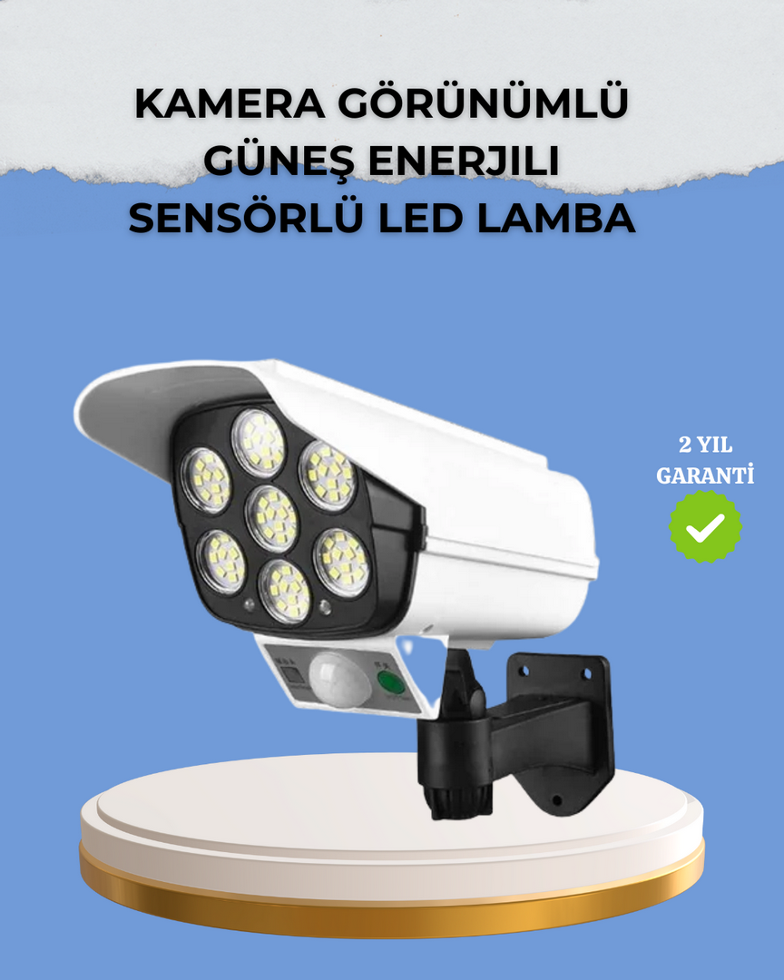 1246992_4-78.png Kamera Görünümlü Solar LED Lamba Hareket Sensörlü Uzaktan Kumandalı Bahçe Duvar Aydınlatması - Görsel 1