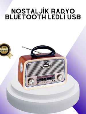 Nostalji Bluetooth Radyo FM AM SW Ahşap Eskitme Tasarım
