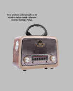 Nostalji Bluetooth Radyo FM AM SW Ahşap Eskitme Tasarım - Görsel 4
