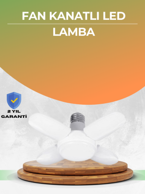 Tasarruflu Pervane LED Ampül 4 Kollu 60 Watt Geniş Alan Aydınlatma