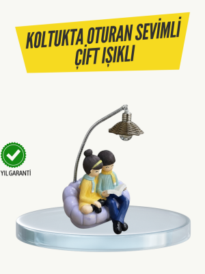 Okuyan Çift Figürlü Dekoratif Gece Lambası Hediye Seçeneği