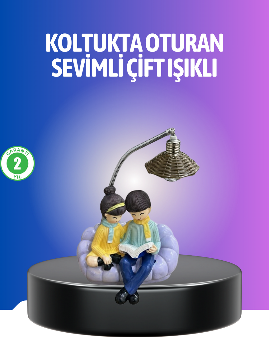 1247286_2-108.png Kitap Okuyan Çift Figürlü Gece Lambası Romantik Dekoratif Masa Lambası - Görsel 1